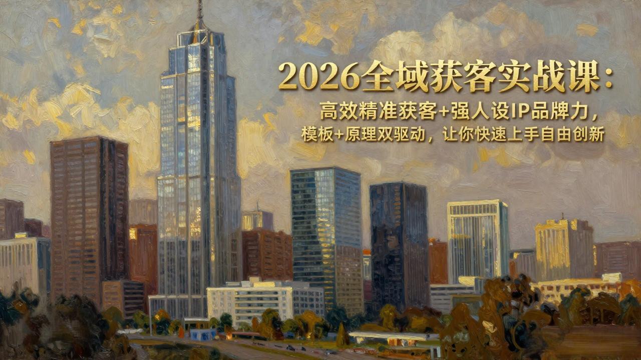 2026全域获客实战课：高效精准获客+强人设IP品牌力，模板+原理双驱动，让你快速上手自由创新-青禾学社