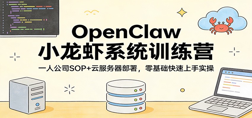 OpenClaw小龙虾系统训练营：一人公司SOP，云服务器部署，零基础快速上手实操-青禾学社