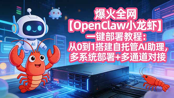 爆火全网【OpenClaw 小龙虾】一键部署教程：从0到1搭建自托管AI助理，多系统部署+多通道对接-青禾学社