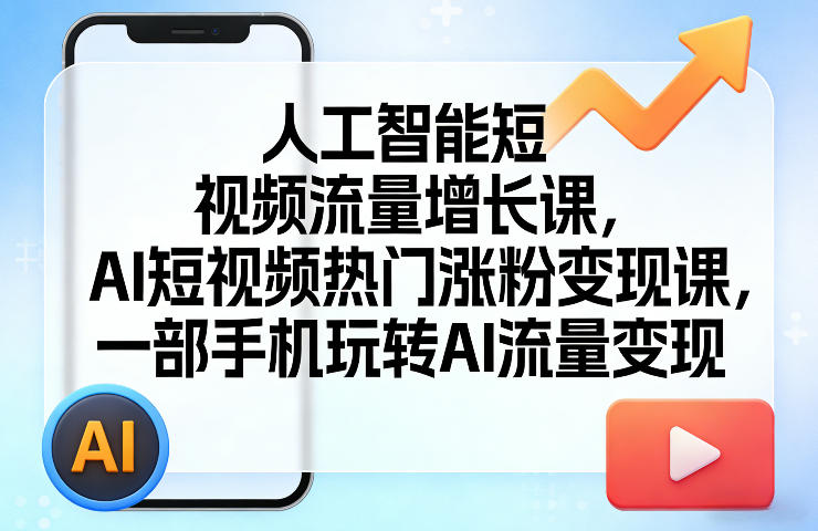 人工智能短视频流量增长课，AI短视频热门涨粉变现课，一部手机玩转AI流量变现-青禾学社