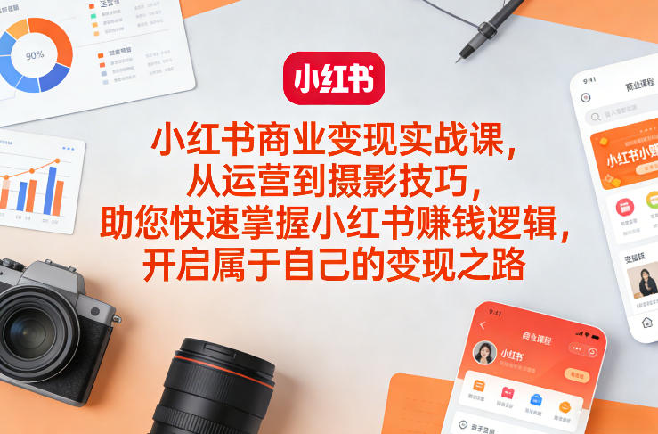 小红书商业变现实战课，从运营到摄影技巧，助您快速掌握小红书賺钱逻辑，开启属于自己的变现之路-青禾学社