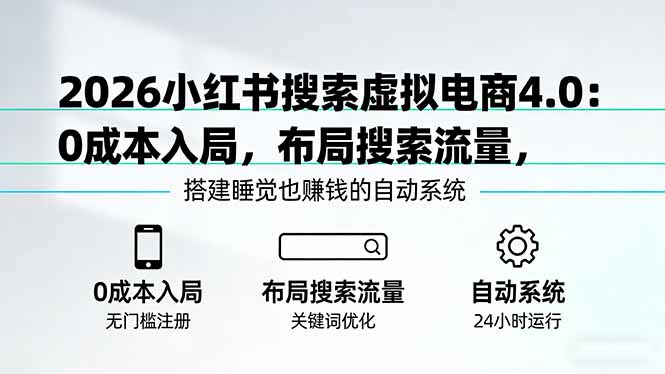 2026小红书搜索虚拟电商4.0：0成本入局，布局搜索流量，搭建睡觉也赚钱的自动系统-青禾学社