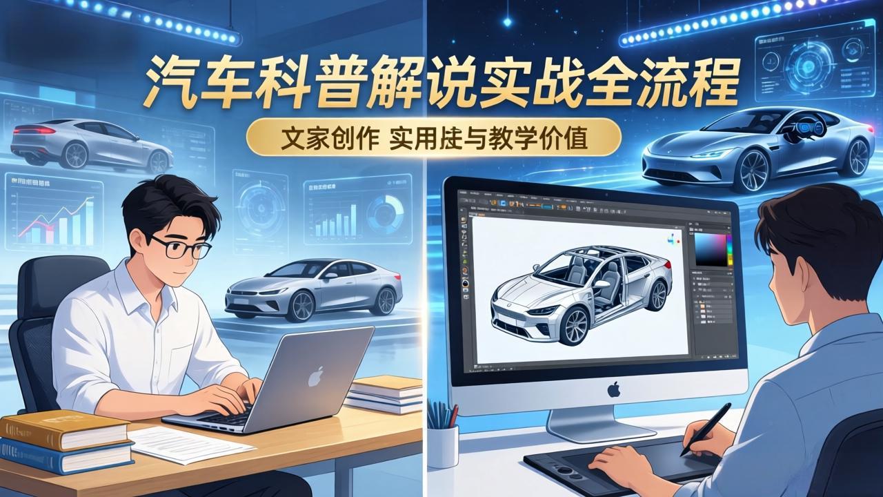 抖音汽车科普解说实战：文案+动画+画面处理+去水印全流程，打造专业汽车科普视频-青禾学社