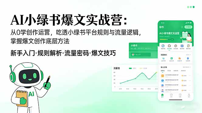 AI 小绿书爆文实战营：从0学创作运营，吃透小绿书平台规则与流量逻辑，掌握爆文创作底层方法-青禾学社