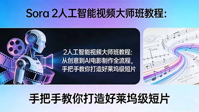 Sora 2人工智能视频大师班教程:从创意到AI电影制作全流程,手把手教你打造好莱坞级短片-青禾学社