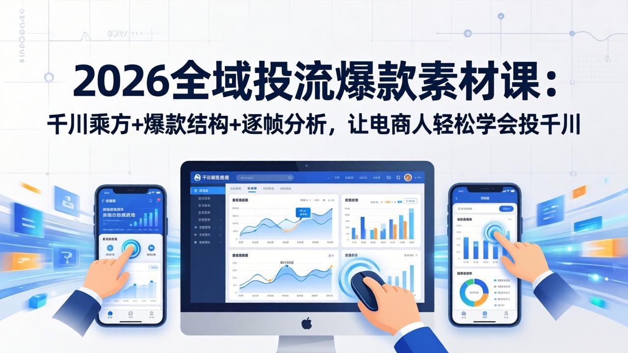 2026全域投流爆款素材课：千川乘方+爆款结构+逐帧分析，让电商人轻松学会投千川-青禾学社