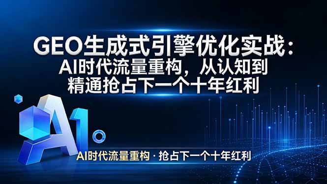 GEO 生成式引擎优化实战：AI时代流量重构，从认知到精通抢占下一个十年红利-青禾学社