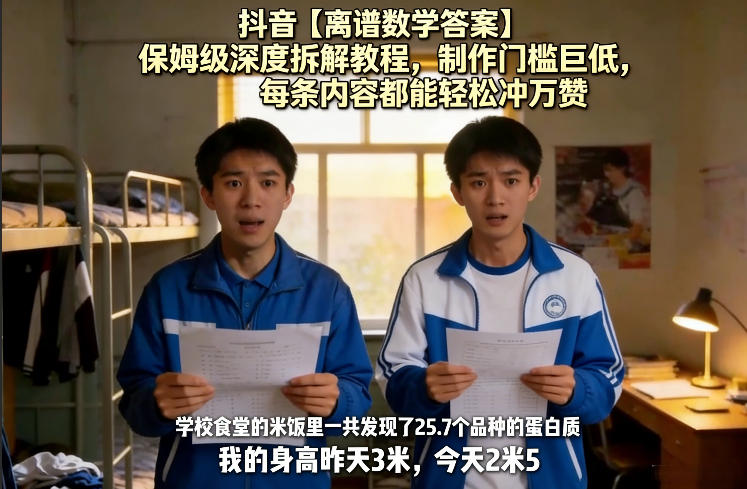 抖音【离谱数学答案】保姆级深度拆解教程，制作门槛巨低，每条内容都能轻松冲万赞，附详细步骤-青禾学社