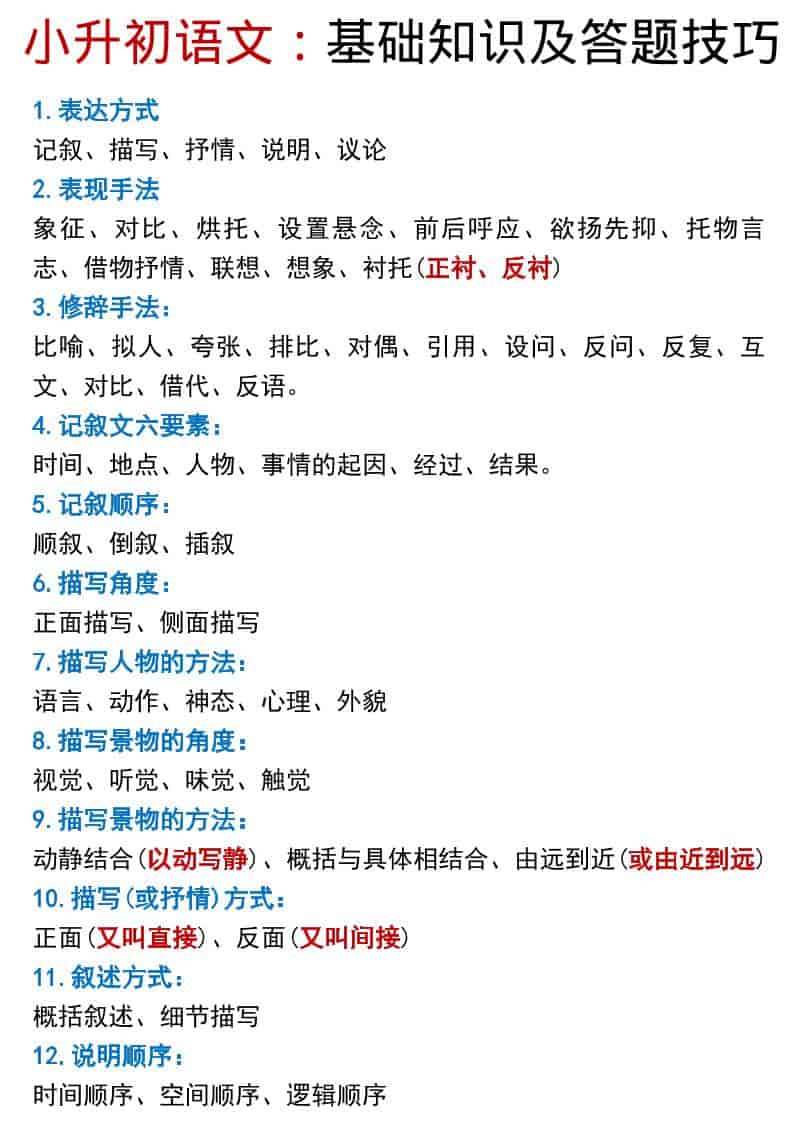 六年级下语文小升初基础知识及答题技巧pdf-青禾学社