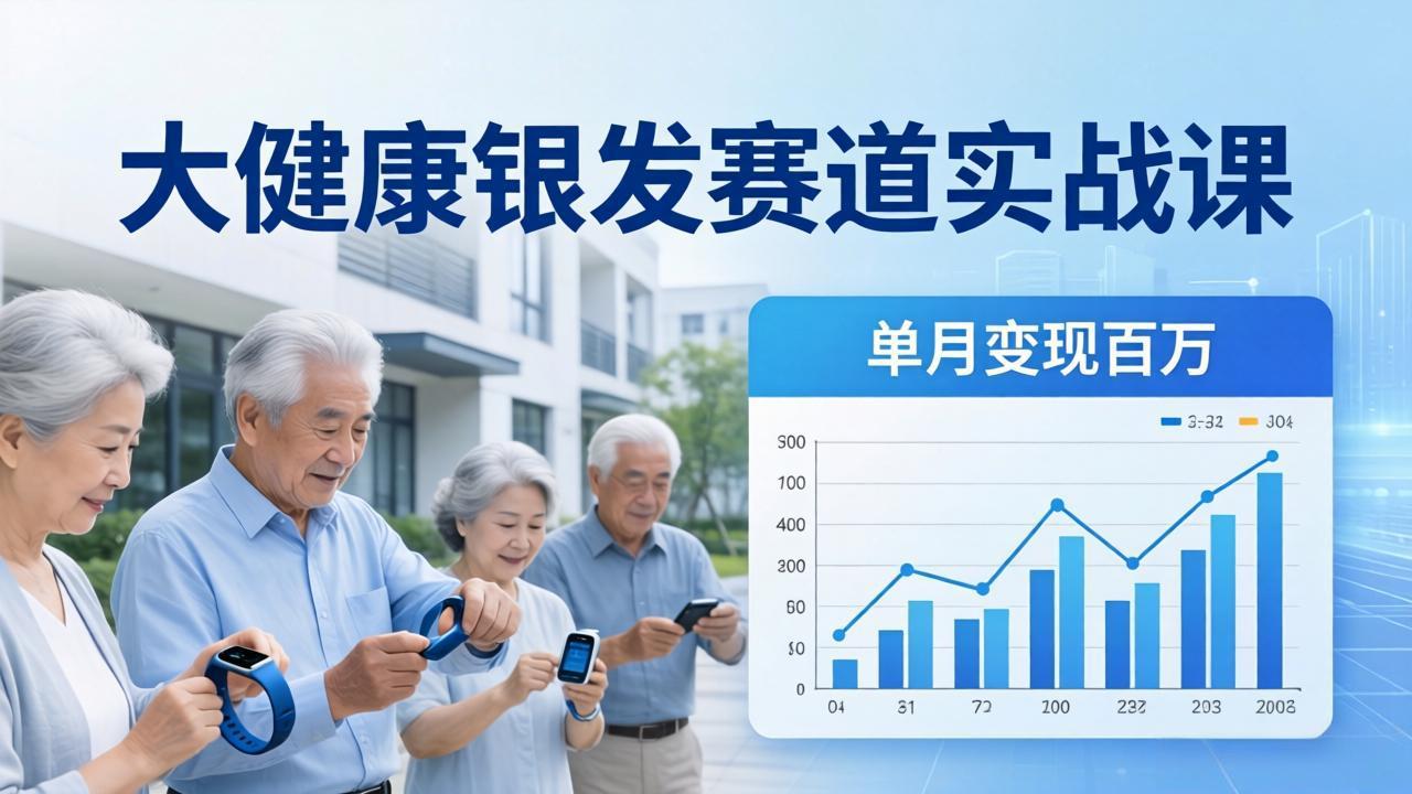 大健康银发赛道实战课：拆解视频号线索型 IP 单月变现百万逻辑，教你精准获客高效变现-青禾学社