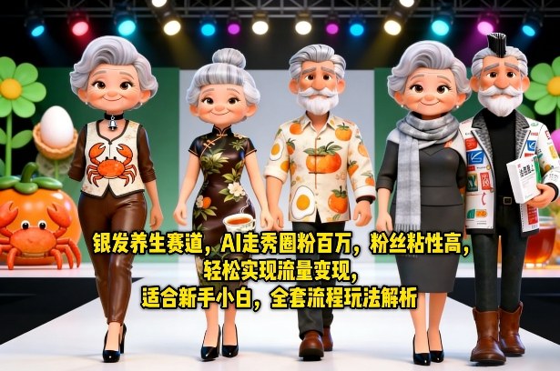 银发养生赛道，AI走秀圈粉百万，粉丝粘性高，轻松实现流量变现，适合新手小白，全套流程玩法解析-青禾学社