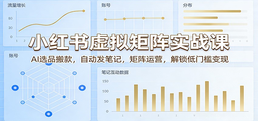 小红书虚拟矩阵实战课：AI选品搬款，自动发笔记，矩阵运营，解锁低门槛变现-青禾学社