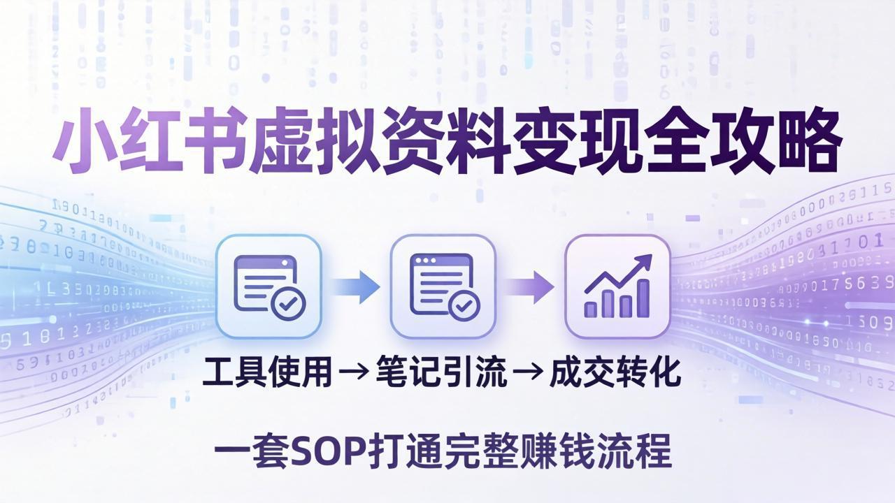 小红书虚拟资料变现全攻略：从工具使用到笔记引流成交，一套 SOP 打通完整赚钱流程-青禾学社