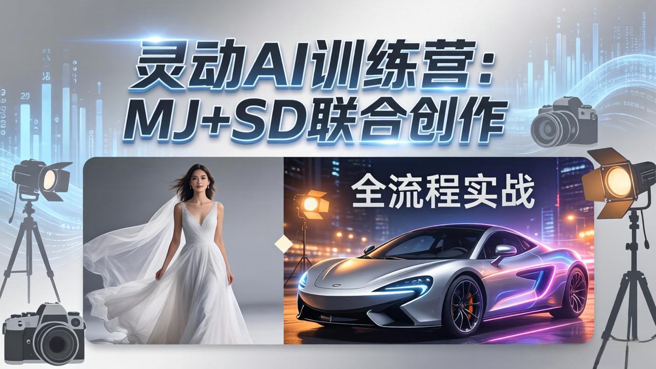 灵动AI训练营-3.0课程：MJ+SD联合创作，从婚纱大片到汽车广告，摄影后期全流程实战-青禾学社