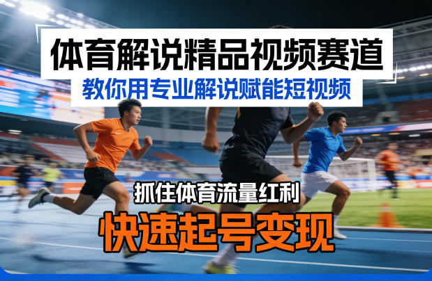 体育解说精品视频赛道，教你用专业解说赋能短视频，抓住体育流量红利，快速起号变现-青禾学社