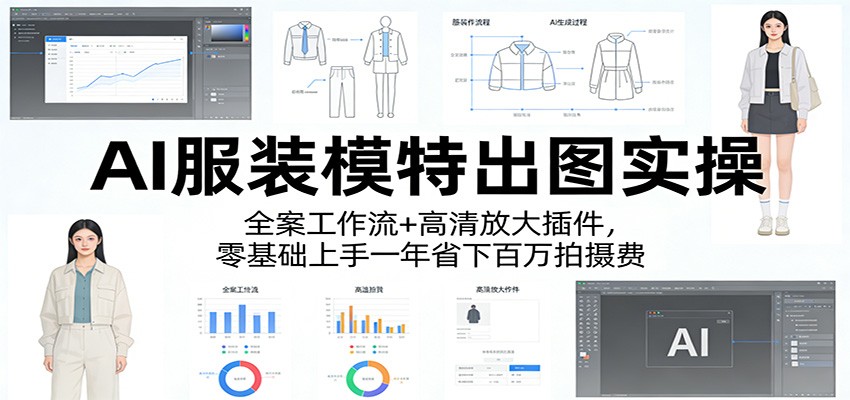 AI服装模特出图实操：全案工作流+ 高清放大插件，零基础上手一年省下百万拍摄费-青禾学社