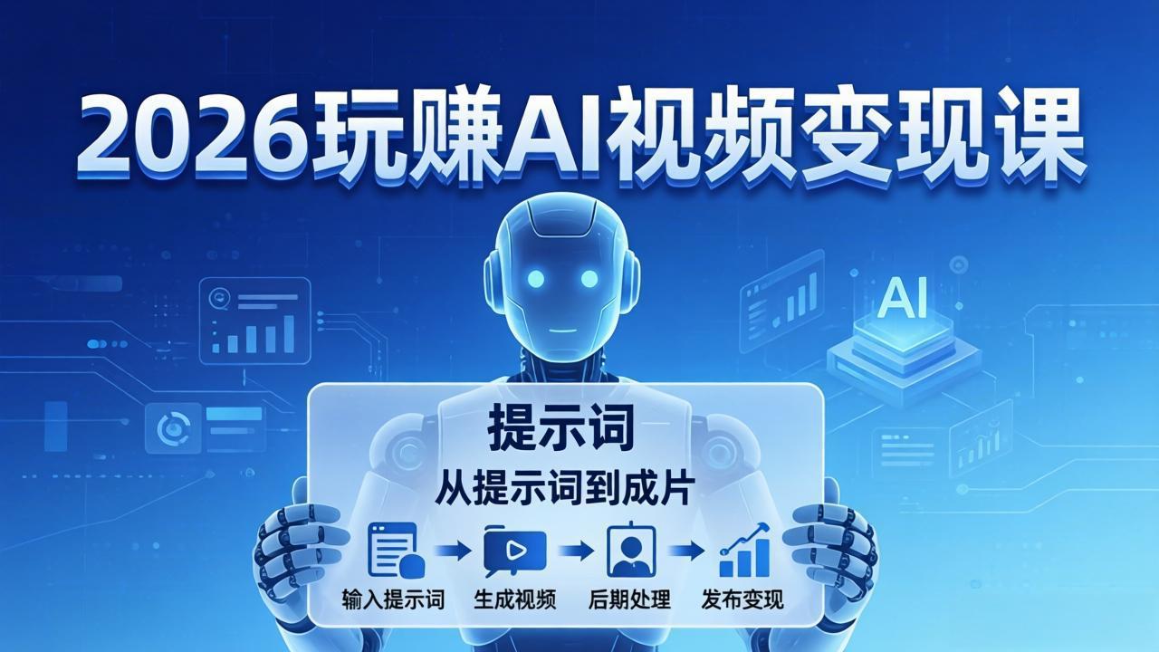 2026玩赚AI视频变现课：掌握 AI 视频全流程技能，从提示词到成片高效产出-青禾学社