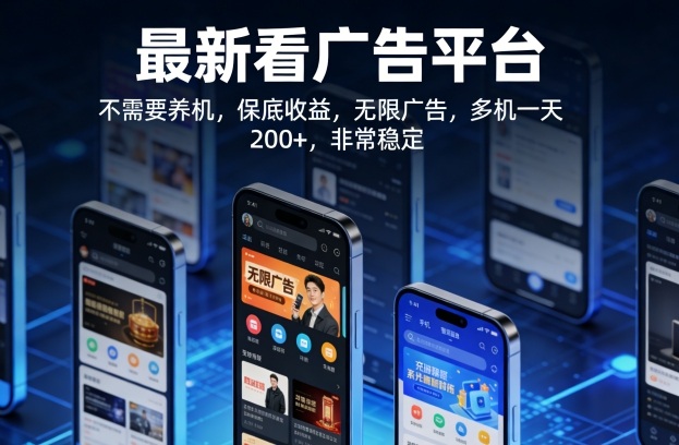 最新看广告平台，不需要养机，保底收益，无限广告，多机一天200+，非常稳定【揭秘】-青禾学社