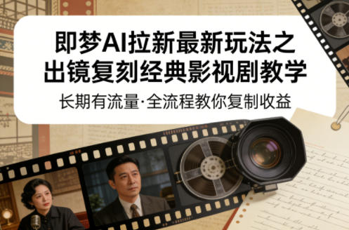 即梦AI拉新最新玩法之出镜复刻经典影视剧教学，长期有流量，全流程教你复制收益-青禾学社