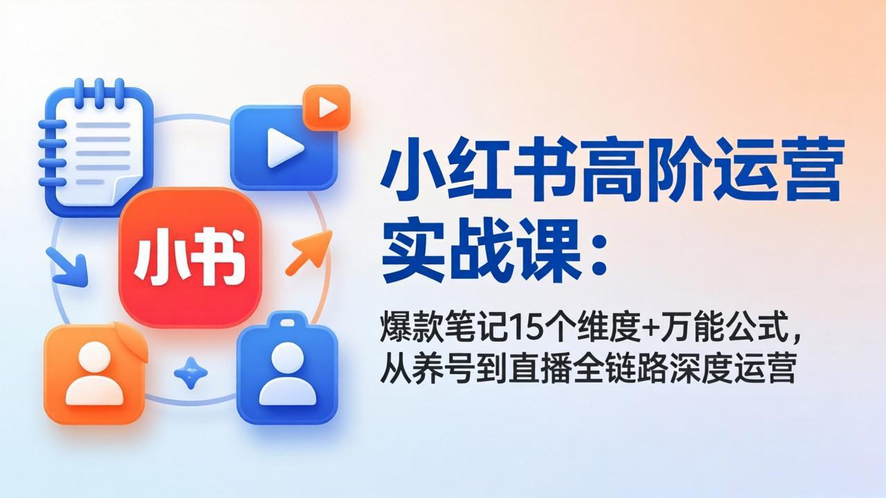 小红书高阶运营实战课:爆款笔记15个维度+万能公式,从养号到直播全链路深度运营-青禾学社
