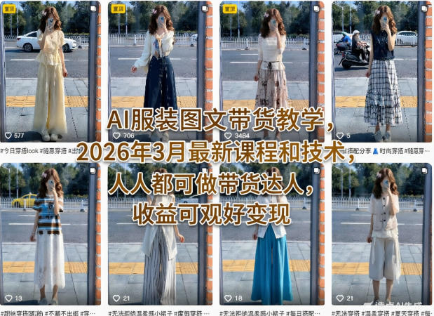 AI服装图文带货教学，2026年3月最新课程和技术，人人都可做带货达人，收益可观好变现-青禾学社
