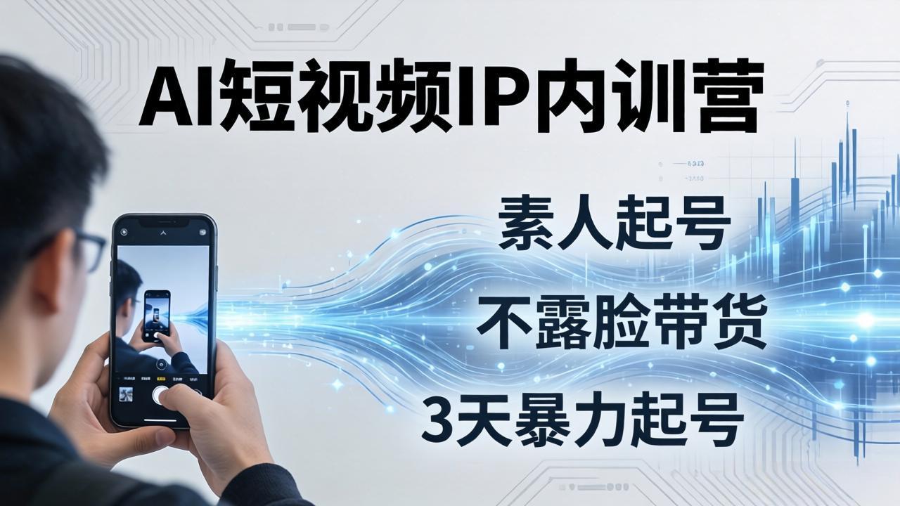 2026AI短视频IP内训营：从素人起号到不露脸带货，3天暴力起号全流程拆解-青禾学社