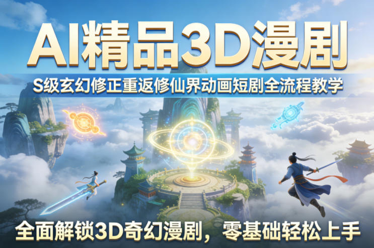 AI精品3D漫剧S级玄幻修正重返修仙界动画短剧全流程教学，全面解锁3D奇幻漫剧，零基础轻松上手-青禾学社
