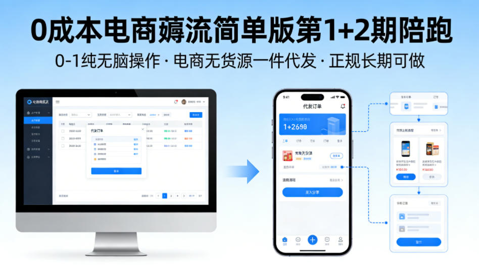0成本电商薅流简单版第1+2期陪跑，0-1纯无脑操作，电商无货源一件代发，正规长期可做-青禾学社