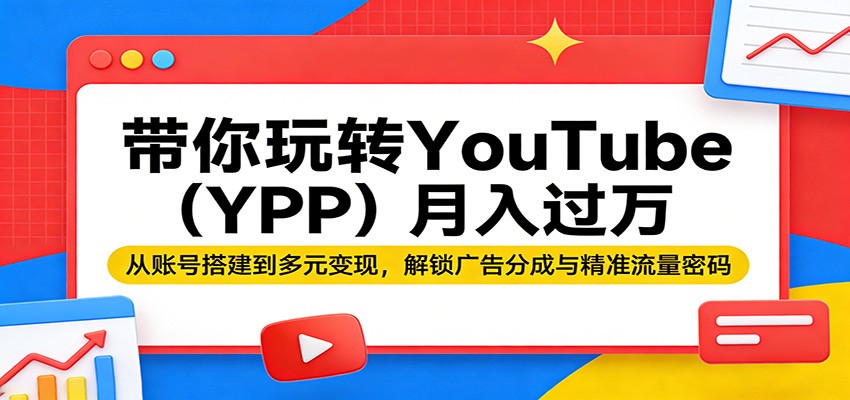 带你玩转YouTube(YPP)月入过万：从账号搭建到多元变现，解锁广告分成与精准流量密码-青禾学社