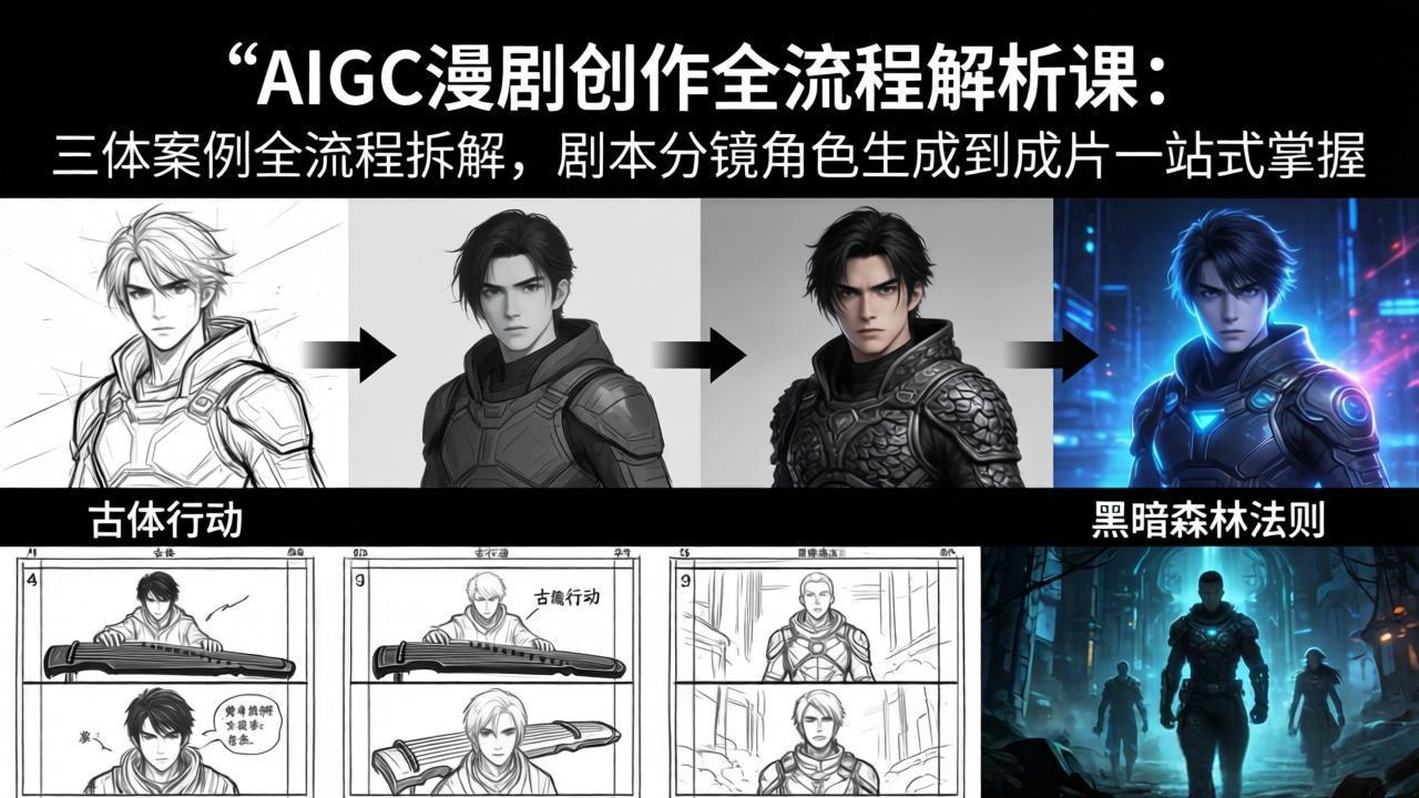 AIGC漫剧创作全流程解析课：三体案例全流程拆解，剧本分镜角色生成到成片一站式掌握-青禾学社