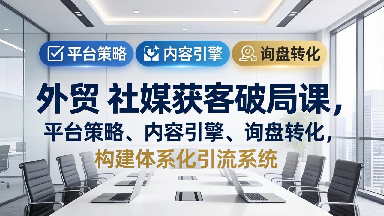 外贸 社媒获客破局课,平台策略、内容引擎、询盘转化,构建体系化引流系统(更新26年3月-青禾学社