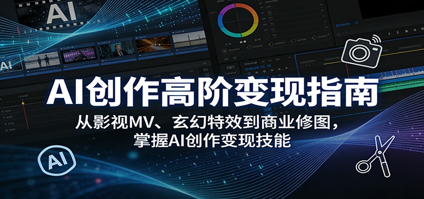 AI创作高阶变现指南：从影视MV、玄幻特效到商业修图，掌握AI创作变现技能-青禾学社