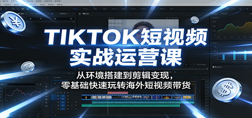 TIKTOK短视频实战运营课：从环境搭建到剪辑变现，零基础快速玩转海外短视频带货-青禾学社