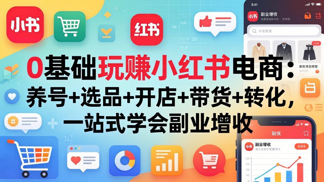 0基础玩赚小红书电商：养号+选品+开店+带货+转化，一站式学会副业增收-青禾学社