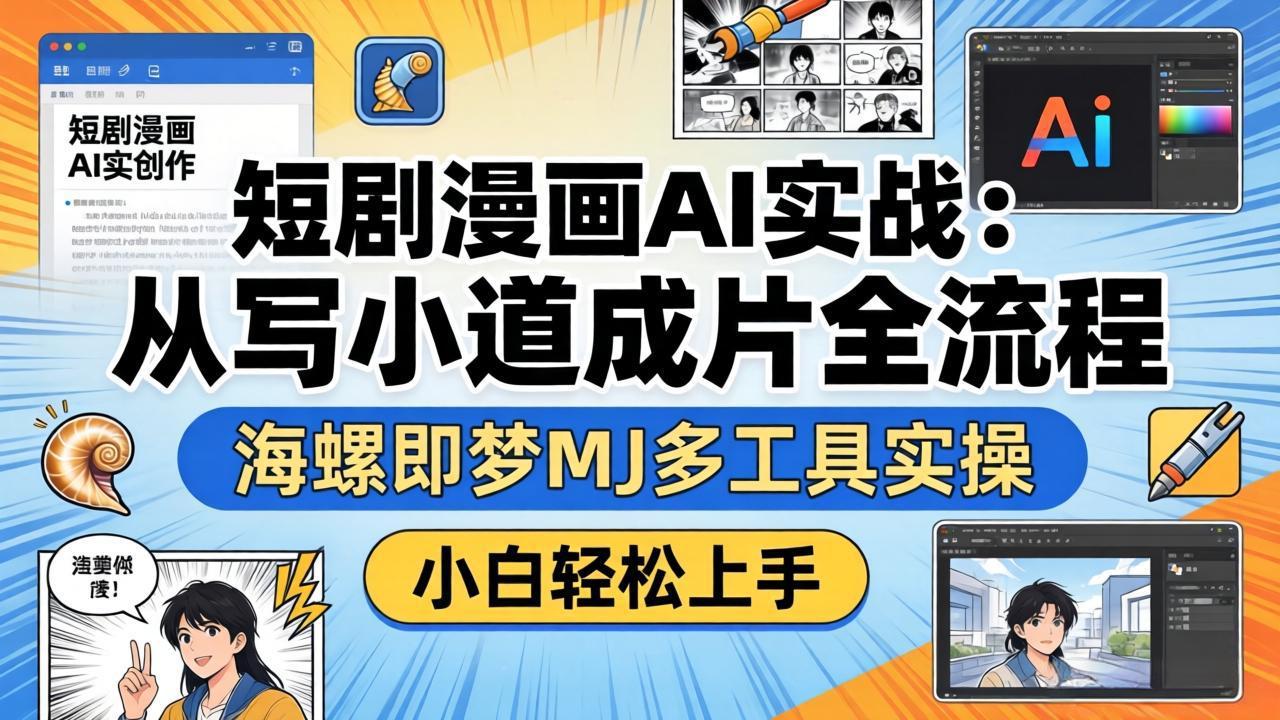 短剧漫画AI实战：从写小说到成片全流程，海螺即梦MJ多工具实操，小白轻松上手-青禾学社