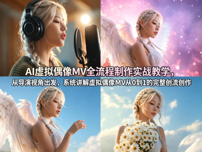 AI虚拟偶像MV全流程制作实战教学，从导演视角出发，系统讲解虚拟偶像MV从0到1的完整创作流程-青禾学社