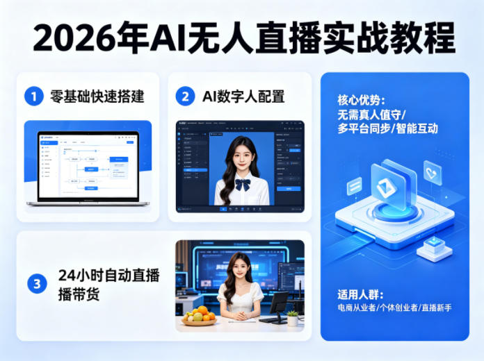 2026年AI无人直播实战教程，零基础也能快速搭建AI数字人无人直播间，实现24小时自动直播带货-青禾学社