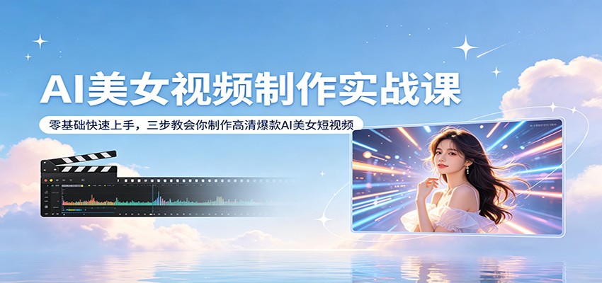 AI美女视频制作实战课:零基础快速上手,三步教会你制作高清爆款AI美女短视频-青禾学社