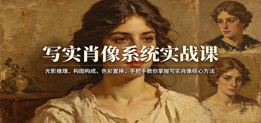 写实肖像系统实战课：光影推理、构图构成、色彩置换，手把手教你掌握写实肖像核心方法-青禾学社