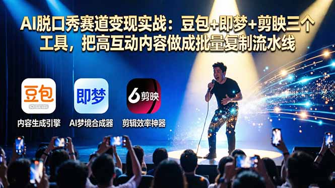 AI脱口秀赛道变现实战：豆包+即梦+剪映三个工具，把高互动内容做成批量复制流水线-青禾学社