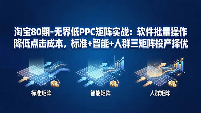 淘宝80期-无界低PPC矩阵实战：软件批量操作降低点击成本，标准+智能+人群三矩阵投产择优-青禾学社