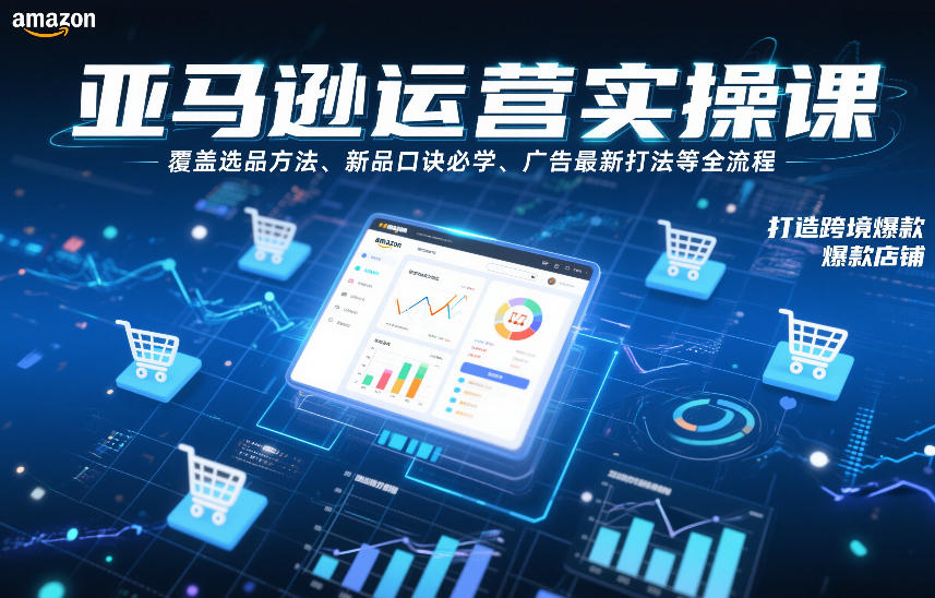 亚马逊运营实操课，覆盖选品方法、新品口诀必学、广告最新打法等全流程，打造跨境爆款店铺(更新4月)-青禾学社