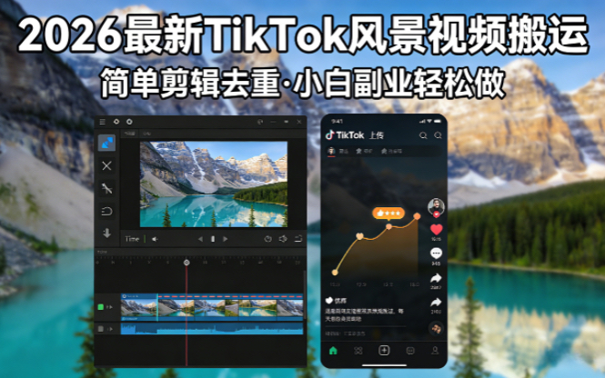 2026最新TikTok风景视频搬运简单剪辑去重小白副业月入 8000-青禾学社
