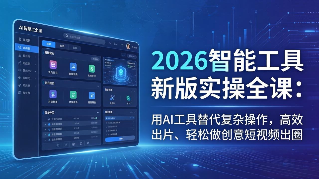 2026智能工具新版实操全课：用AI工具替代复杂操作，高效出片、轻松做创意短视频出圈-青禾学社