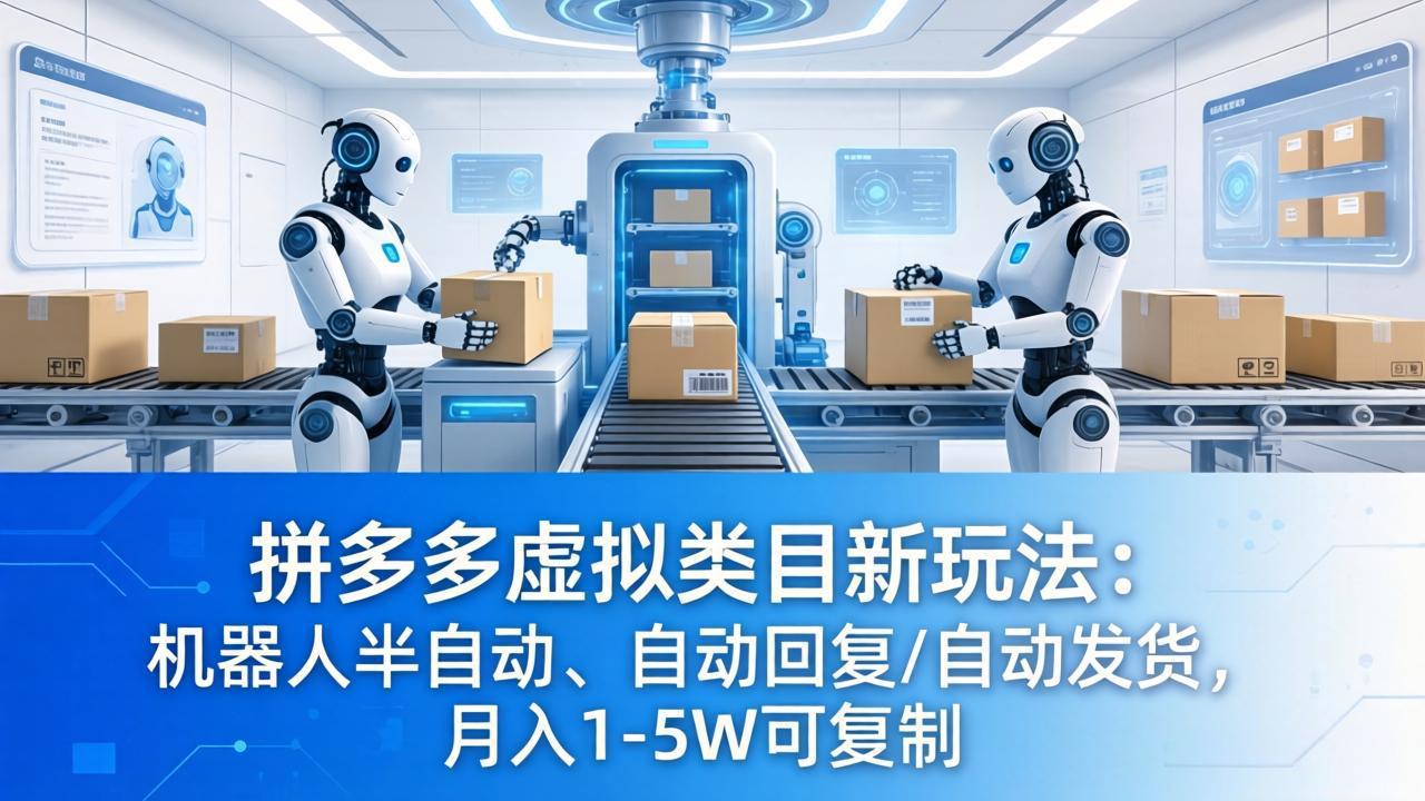 拼多多虚拟类目新玩法：机器人半自动、自动回复 /自动发货，月入 1-5W 可复制-青禾学社