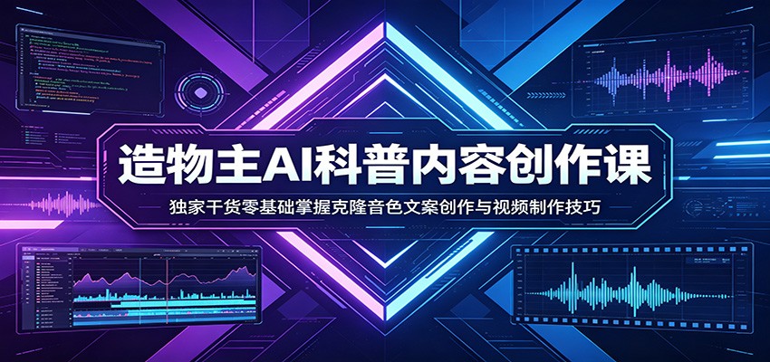 AI科普内容创作课：独家干货零基础掌握克隆音色文案创作与视频制作技巧-青禾学社