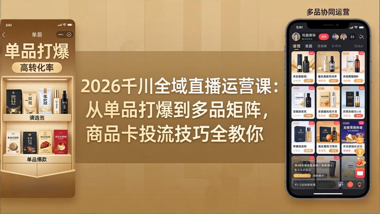2026千川全域直播运营课：从单品打爆到多品矩阵，商品卡投流技巧全教你-青禾学社