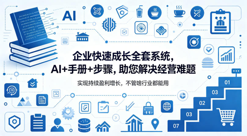 企业快速成长全套系统，AI+手册+步骤，助您解决经营难题，实现持续盈利增长，不管啥行业都能用-青禾学社