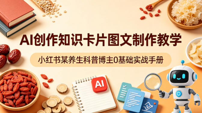 AI创作知识卡片图文制作教学，小红书某养生科普博主0基础实战手册-青禾学社