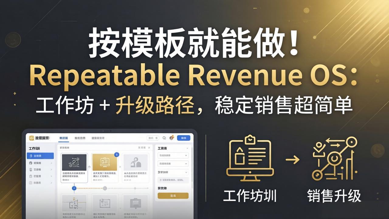 按模板就能做！Repeatable Revenue OS：工作坊 + 升级路径，稳定销售超简单-青禾学社